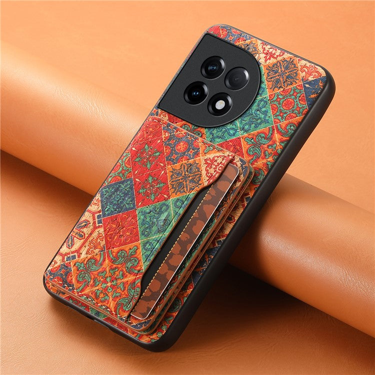 For OnePlus Ace 2 5G / 11R 5G Case Floral Pattern Card Slot Kickstand PU Covered Hybrid Phone Shell - Winter / Blue