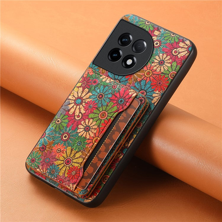For OnePlus Ace 2 5G / 11R 5G Case Floral Pattern Card Slot Kickstand PU Covered Hybrid Phone Shell - Spring / Green