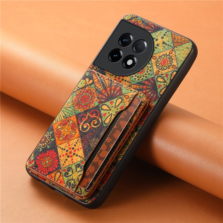 For OnePlus Ace 2 5G / 11R 5G Case Floral Pattern Card Slot Kickstand PU Covered Hybrid Phone Shell - Autumn / Yellow