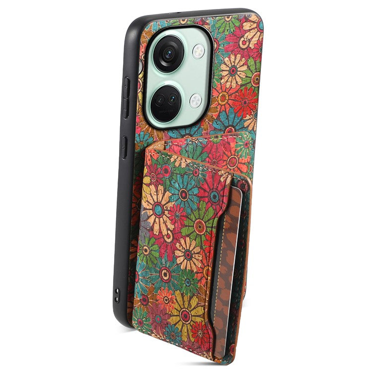 For OnePlus Ace 2V / Nord 3 5G Case Floral Pattern Card Slot Kickstand Hybrid Phone Cases - Spring / Green