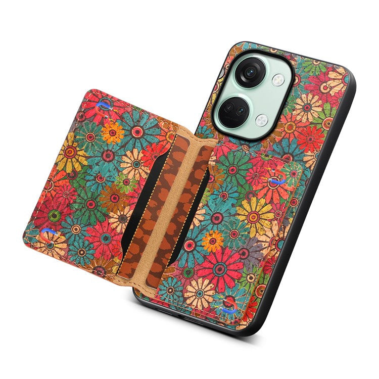 For OnePlus Ace 2V / Nord 3 5G Case Floral Pattern Card Slot Kickstand Hybrid Phone Cases - Spring / Green