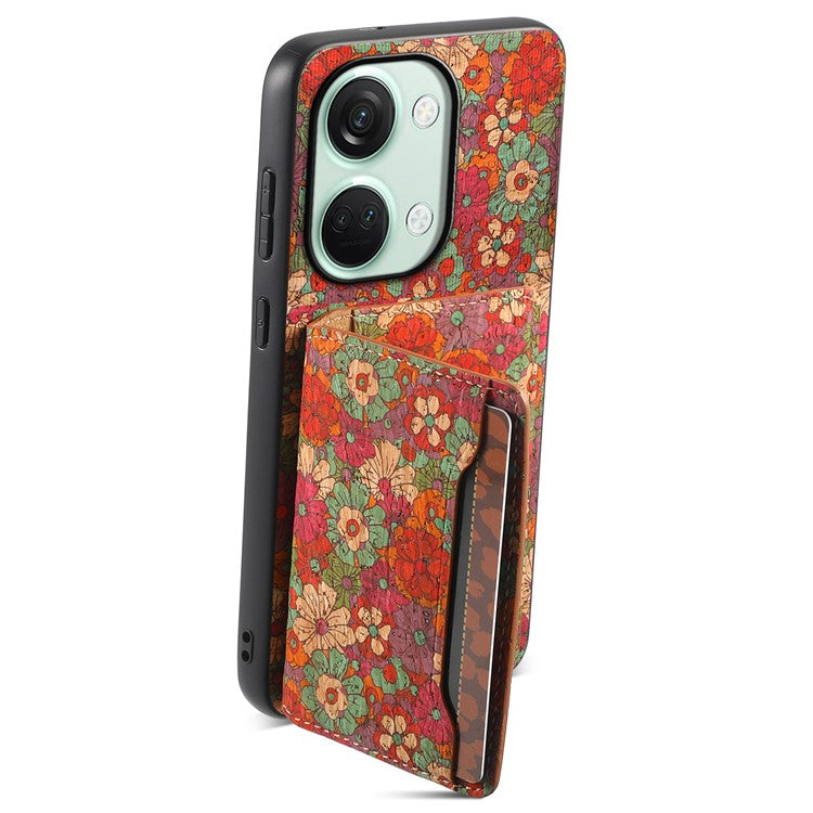 For OnePlus Ace 2V / Nord 3 5G Case Floral Pattern Card Slot Kickstand Hybrid Phone Cases - Summer / Red