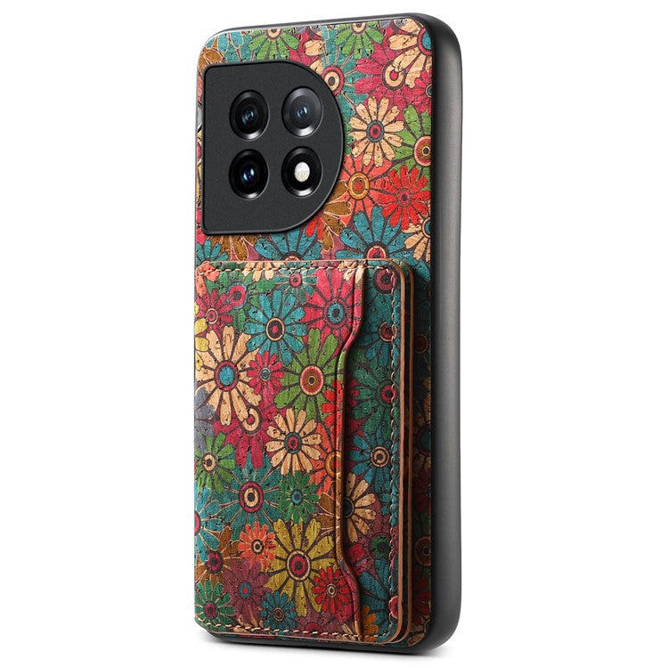 For OnePlus 11 5G Shockproof Case Kickstand Card Slot PU+TPU+PC Phone Shell - Spring / Green