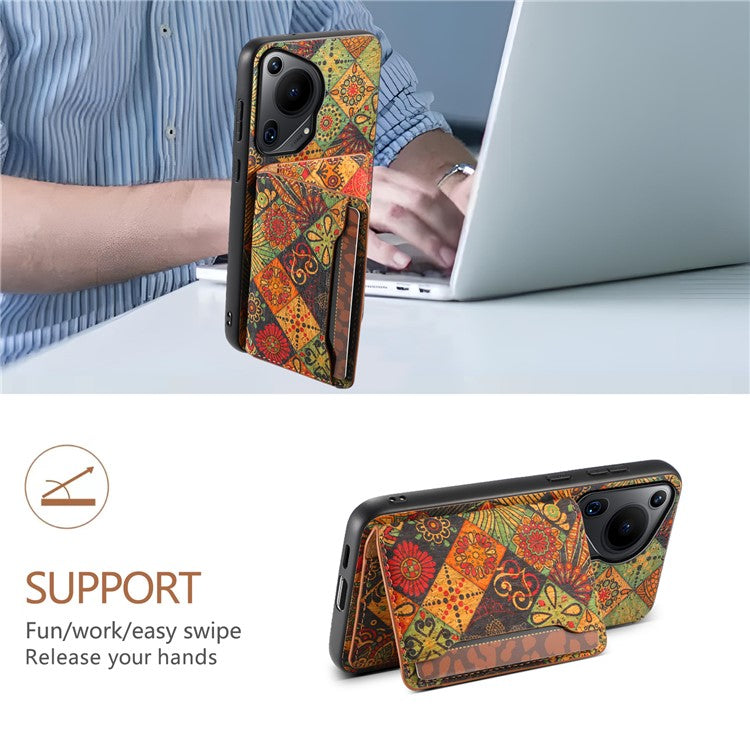 For Huawei Pura 70 Ultra Case with Card Holder Leather Blooming Flower Phone Cover - Autumn / Yellow