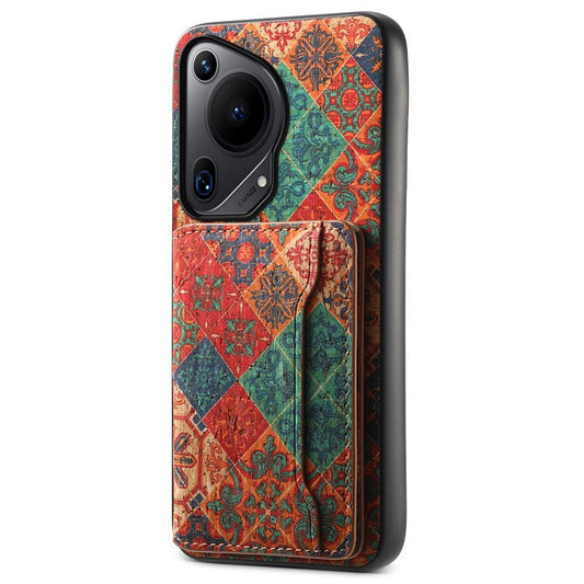 For Huawei Pura 70 Ultra Case with Card Holder Leather Blooming Flower Phone Cover - Winter / Blue