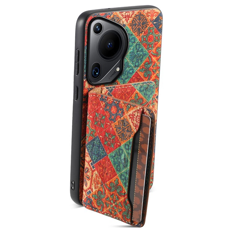 For Huawei Pura 70 Ultra Case with Card Holder Leather Blooming Flower Phone Cover - Winter / Blue