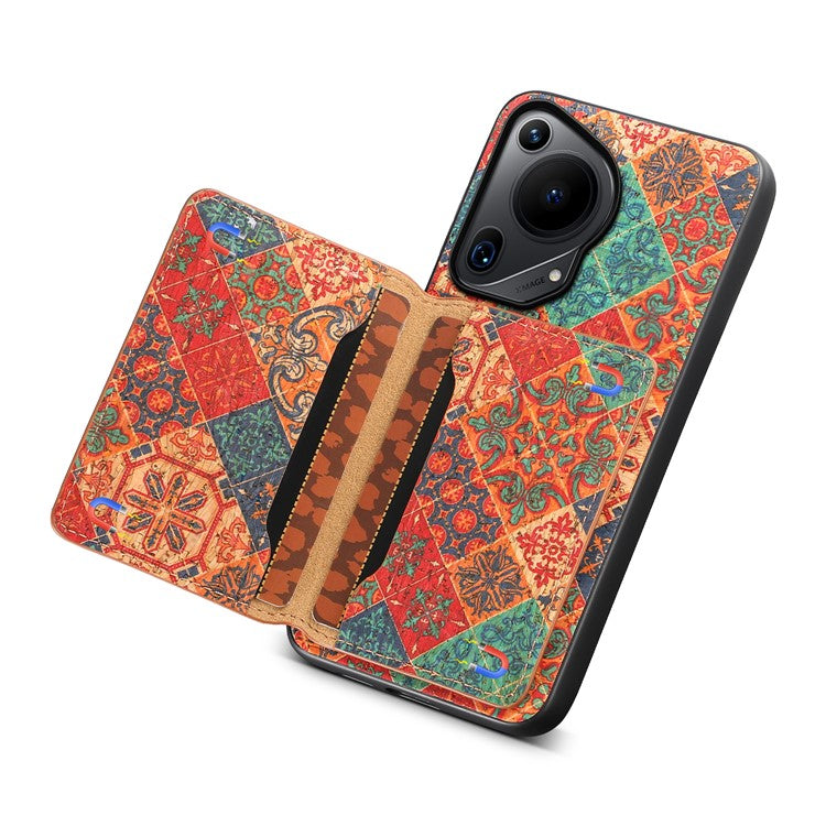 For Huawei Pura 70 Ultra Case with Card Holder Leather Blooming Flower Phone Cover - Winter / Blue