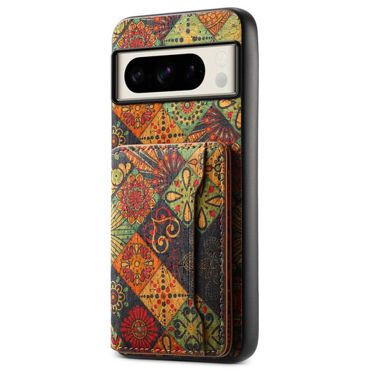 For Google Pixel 8 Pro Case Floral Pattern Card Slot Kickstand PU+TPU+PC Phone Shell - Autumn / Yellow