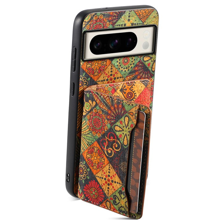 For Google Pixel 8 Pro Case Floral Pattern Card Slot Kickstand PU+TPU+PC Phone Shell - Autumn / Yellow