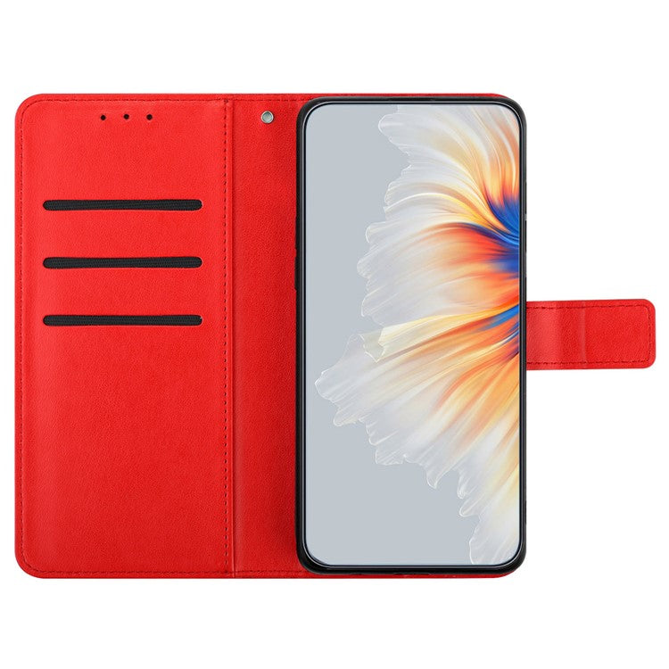 For iPhone 16 Pro Case PU Leather Stand Wallet Phone Cover Mandala Imprinted - Red