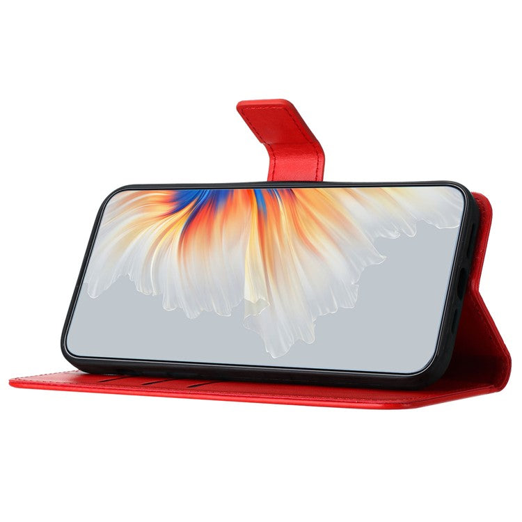 For iPhone 16 Pro Case PU Leather Stand Wallet Phone Cover Mandala Imprinted - Red