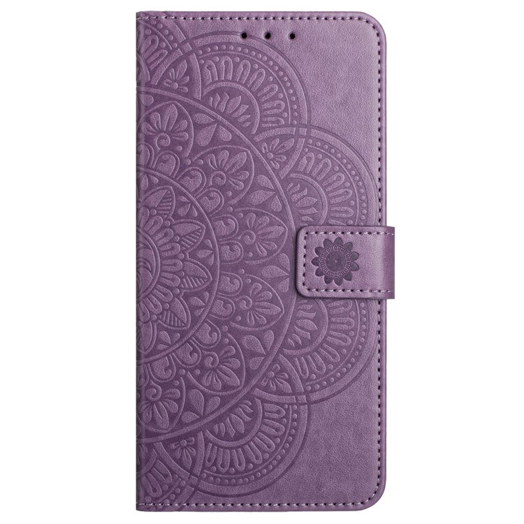 For Google Pixel 8a Case PU Leather Mandala Imprinted Phone Cover - Purple