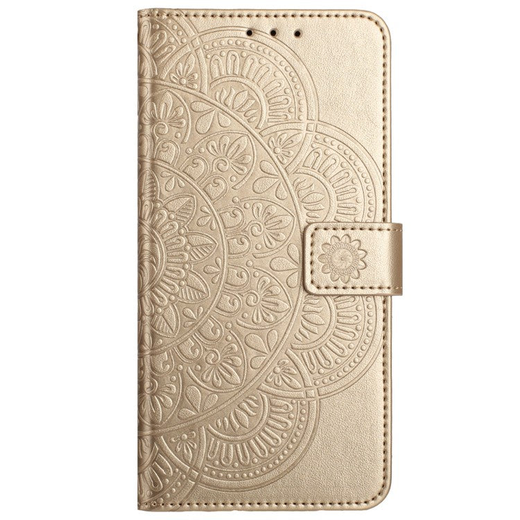 For Google Pixel 8a Case PU Leather Mandala Imprinted Phone Cover - Gold