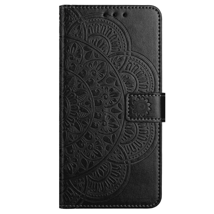 For Google Pixel 8a Case PU Leather Mandala Imprinted Phone Cover - Black