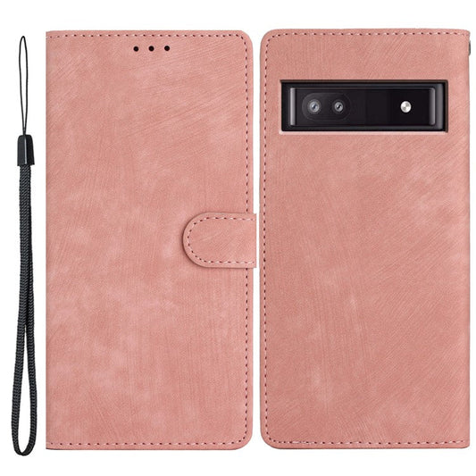 For Google Pixel 8a Case Skin-Touch PU Leather Card Holder Phone Cover - Rose Gold