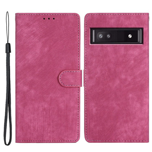 For Google Pixel 8a Case Skin-Touch PU Leather Card Holder Phone Cover - Rose