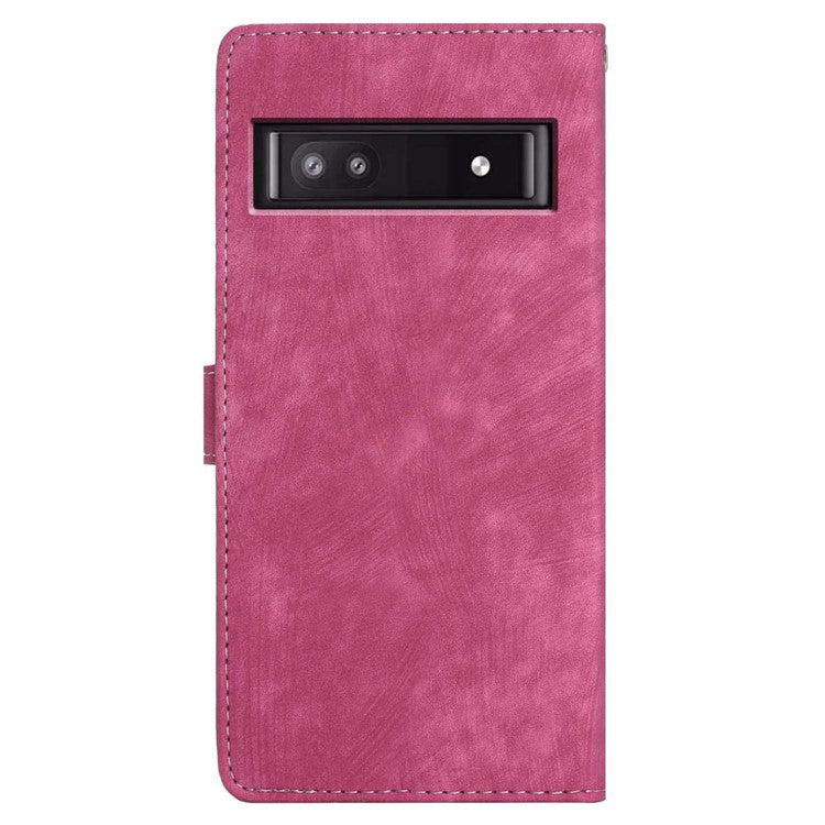 For Google Pixel 8a Case Skin-Touch PU Leather Card Holder Phone Cover - Rose