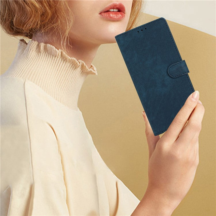 For Google Pixel 8a Case Skin-Touch PU Leather Card Holder Phone Cover - Blue