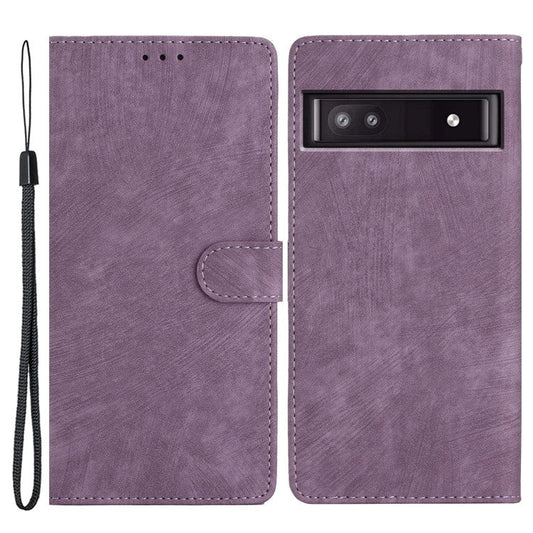 For Google Pixel 8a Case Skin-Touch PU Leather Card Holder Phone Cover - Purple