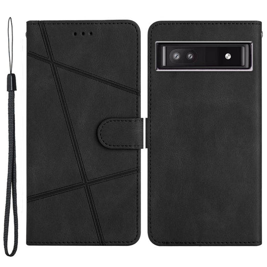 For Google Pixel 8a Case Stand Wallet Leather Phone Cover Crazy Horse Texture - Black