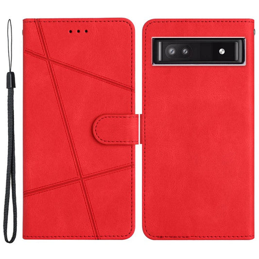 For Google Pixel 8a Case Stand Wallet Leather Phone Cover Crazy Horse Texture - Red