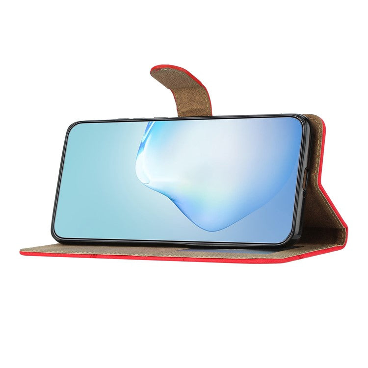 For Google Pixel 8a Case Stand Wallet Leather Phone Cover Crazy Horse Texture - Red