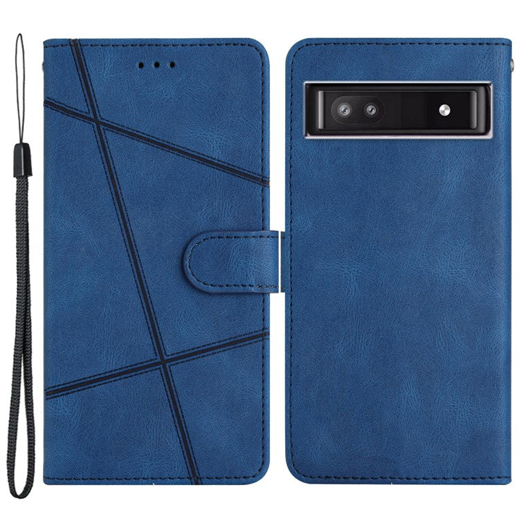 For Google Pixel 8a Case Stand Wallet Leather Phone Cover Crazy Horse Texture - Blue