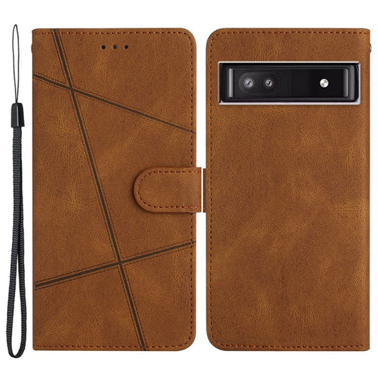 For Google Pixel 8a Case Stand Wallet Leather Phone Cover Crazy Horse Texture - Brown
