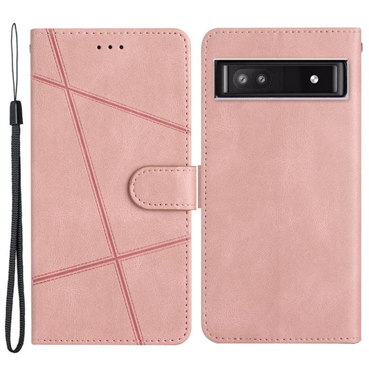 For Google Pixel 8a Case Stand Wallet Leather Phone Cover Crazy Horse Texture - Rose Gold