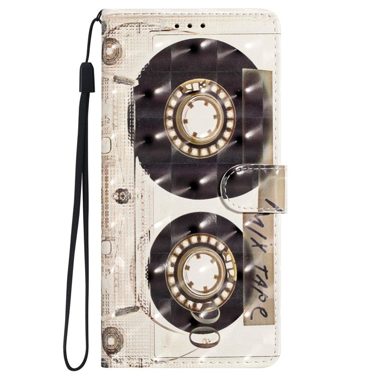 For iPhone 16 Plus Case PU Leather 3D Pattern Printing Wallet Phone Cover - Tape