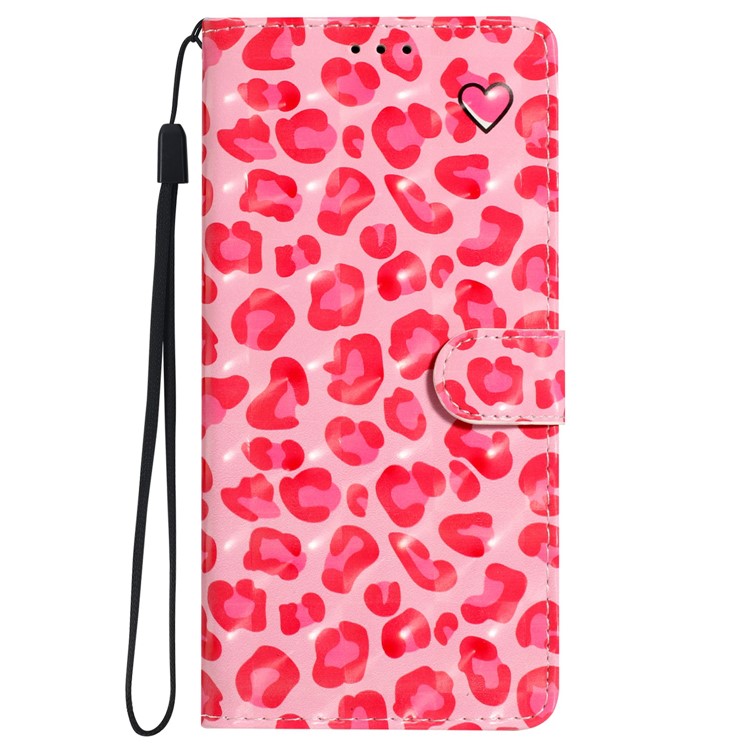 For iPhone 16 Plus Case PU Leather 3D Pattern Printing Wallet Phone Cover - Pink Leopard Print