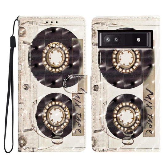 For Google Pixel 8a Case Card Slots Pattern Printing PU Leather Phone Cover - Tape