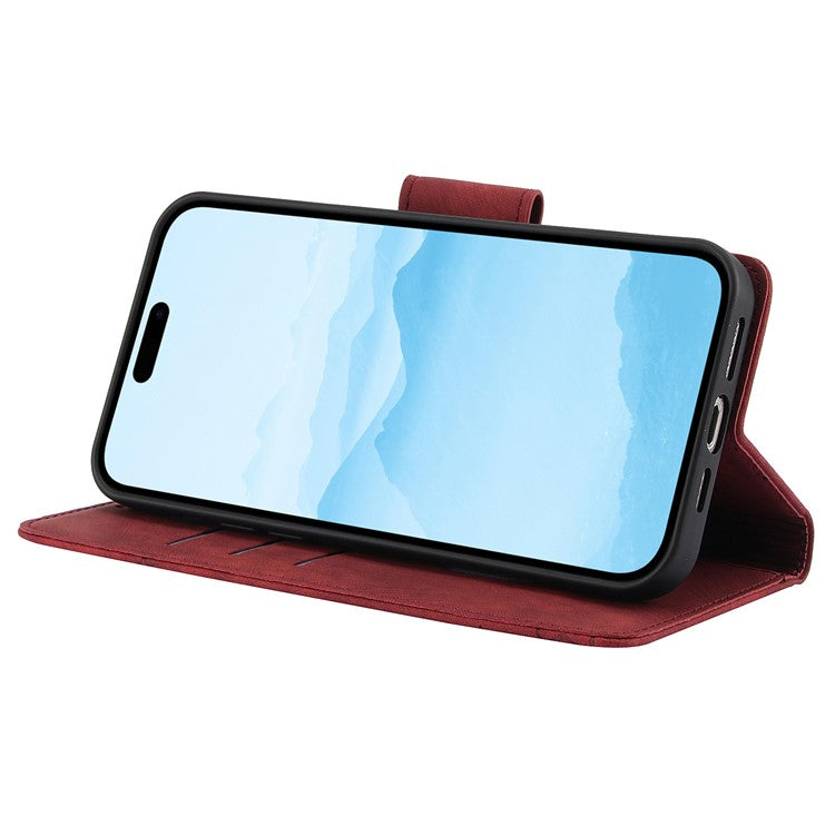 SY-001 For iPhone 16 Pro Case with Hand Strap Card Slots PU Leather Butterfly Flower Phone Cover - Red