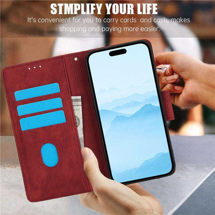 SY-001 For iPhone 16 Pro Case with Hand Strap Card Slots PU Leather Butterfly Flower Phone Cover - Red
