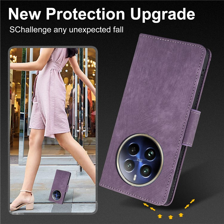 SY-001 For Realme 12 Pro 5G / 12 Pro+ 5G Case with Wrist Strap Butterfly Flower Leather Phone Cover Folio Wallet - Purple