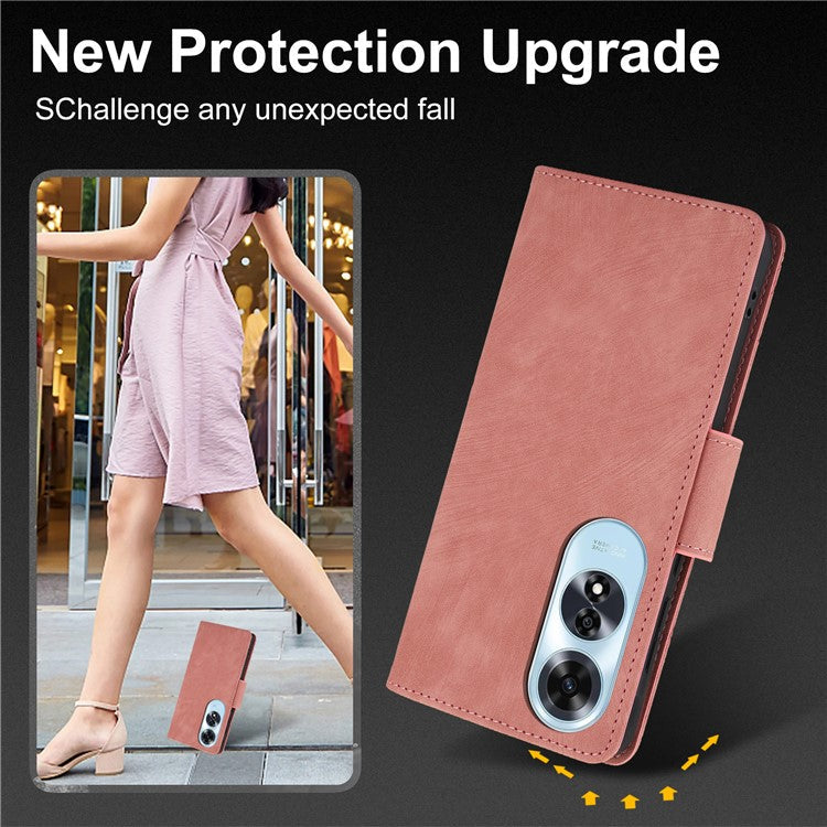 SY-001 For Oppo A60 4G Case with Hand Strap Butterfly Flower Leather Wallet Phone Cover - Pink