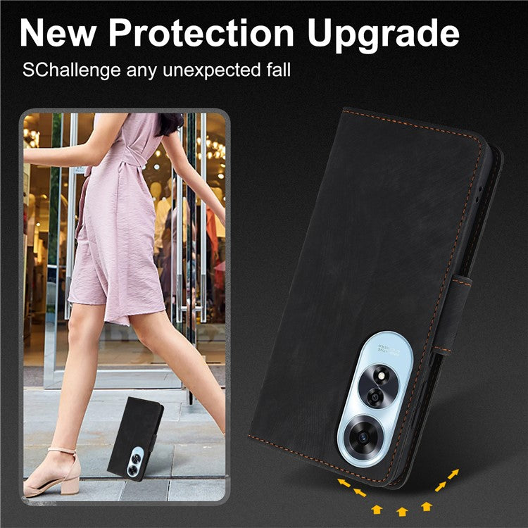 SY-001 For Oppo A60 4G Case with Hand Strap Butterfly Flower Leather Wallet Phone Cover - Black