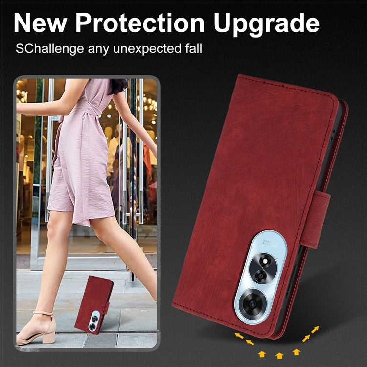 SY-001 For Oppo A60 4G Case with Hand Strap Butterfly Flower Leather Wallet Phone Cover - Red