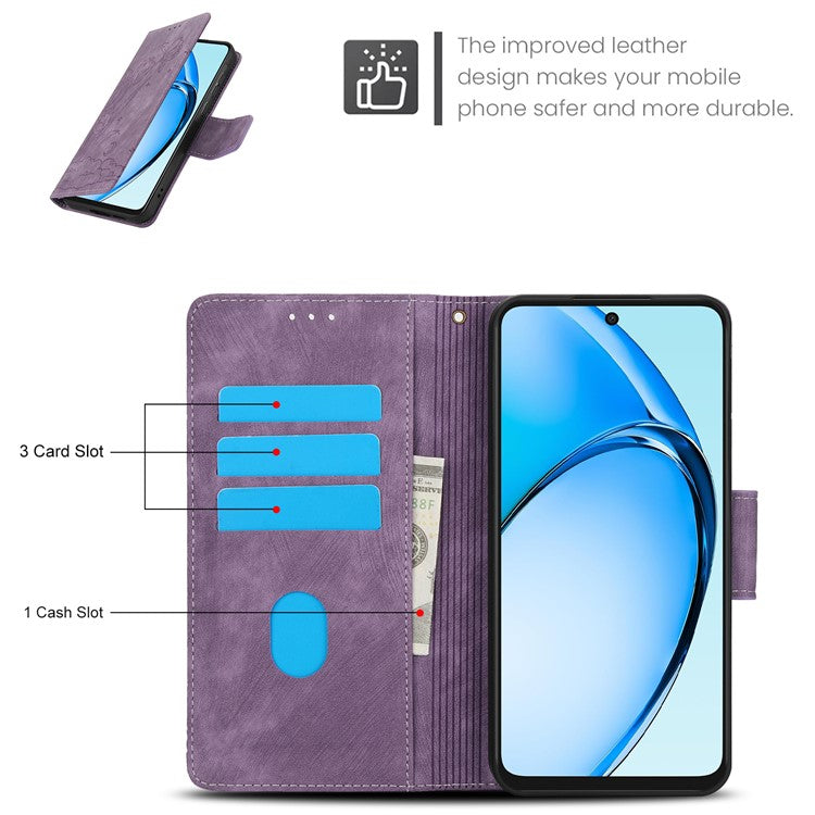 SY-001 For Oppo A60 4G Case with Hand Strap Butterfly Flower Leather Wallet Phone Cover - Purple