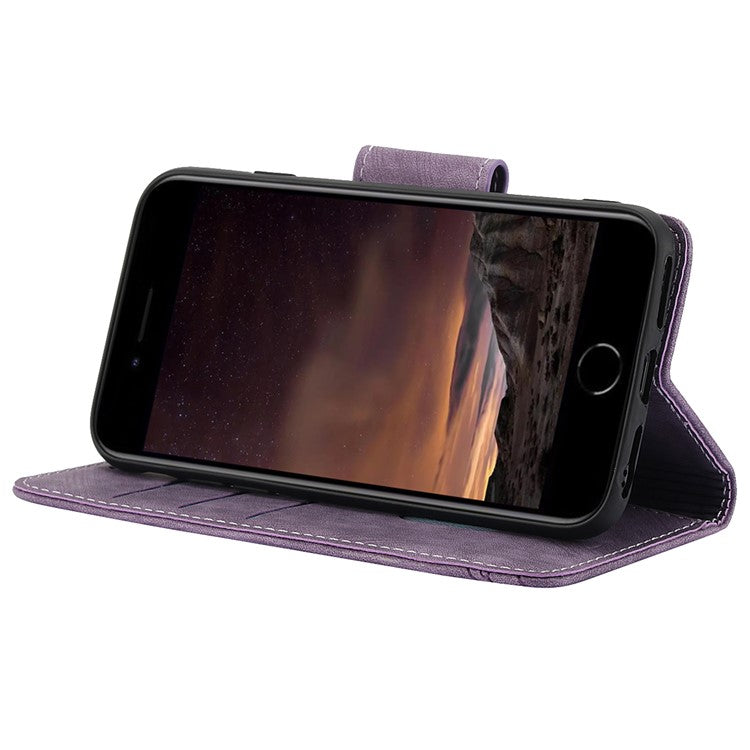 SY-001 For iPhone 16e Case Butterfly Flower Anti-Scratch Leather Phone Cover - Purple