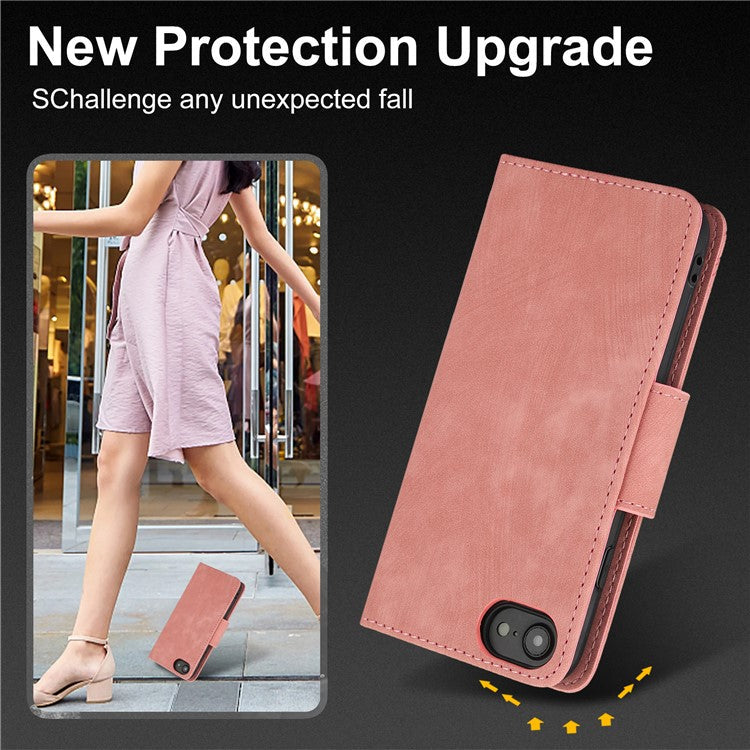 SY-001 For iPhone 16e Case Butterfly Flower Anti-Scratch Leather Phone Cover - Pink