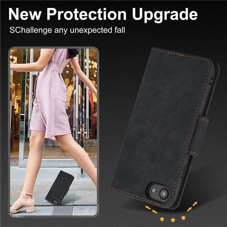 SY-001 For iPhone 16e Case Butterfly Flower Anti-Scratch Leather Phone Cover - Black