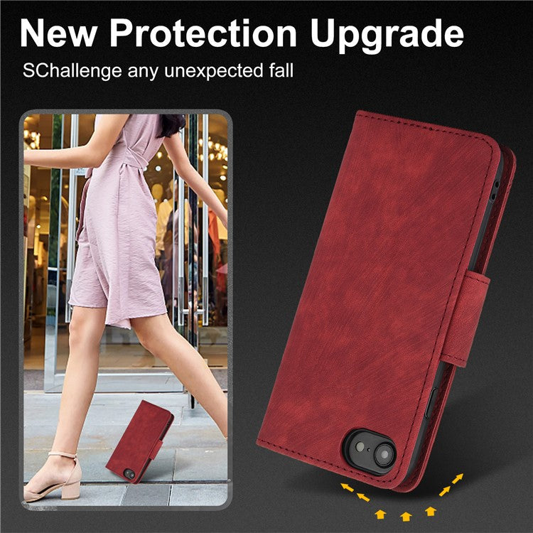 SY-001 For iPhone 16e Case Butterfly Flower Anti-Scratch Leather Phone Cover - Red
