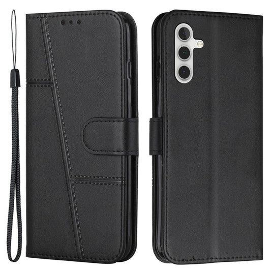 For Samsung Galaxy M55 5G / C55 5G Phone Case Anti-Scratch PU Leather Stand Wallet Cover - Black