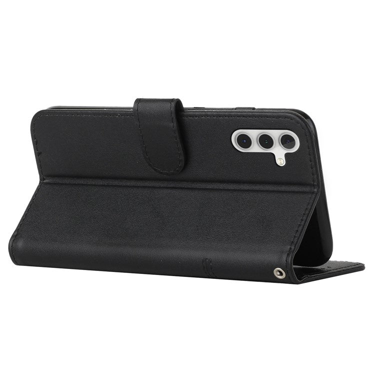 For Samsung Galaxy M55 5G / C55 5G Phone Case Anti-Scratch PU Leather Stand Wallet Cover - Black
