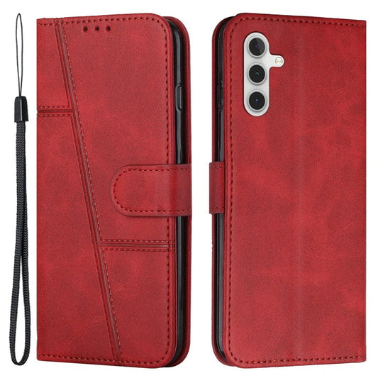 For Samsung Galaxy M55 5G / C55 5G Phone Case Anti-scratch PU Leather Stand Wallet Cover - Red