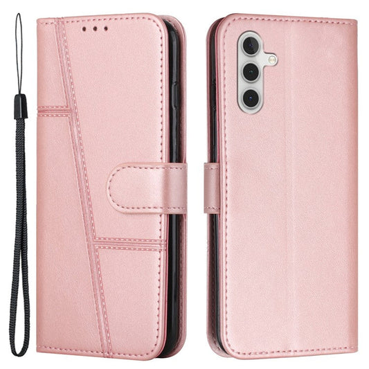 For Samsung Galaxy M55 5G / C55 5G Phone Case Anti-scratch PU Leather Stand Wallet Cover - Rose Gold