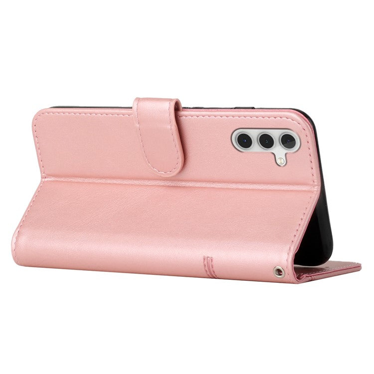 For Samsung Galaxy M55 5G / C55 5G Phone Case Anti-scratch PU Leather Stand Wallet Cover - Rose Gold