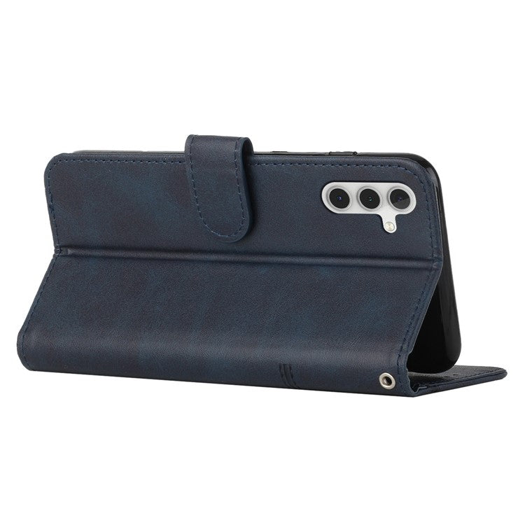 For Samsung Galaxy M55 5G / C55 5G Phone Case Anti-scratch PU Leather Stand Wallet Cover - Sapphire