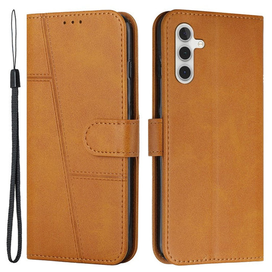 For Samsung Galaxy M55 5G / C55 5G Phone Case Anti-scratch PU Leather Stand Wallet Cover - Yellow